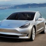 tesla model 3 silver prototype promo shot headlands