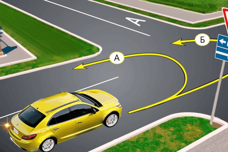 Задача на знання дорожніх знаків: розворот автомобіля