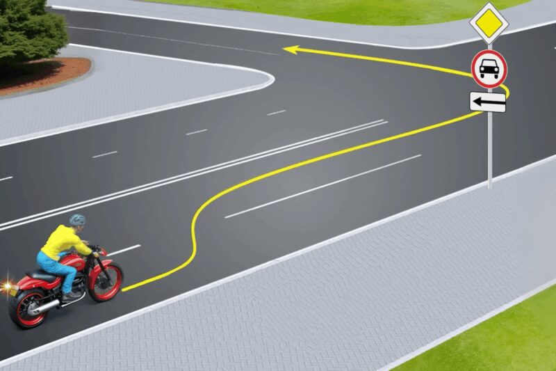 Чи може мотоцикліст повернути ліворуч на перехресті?