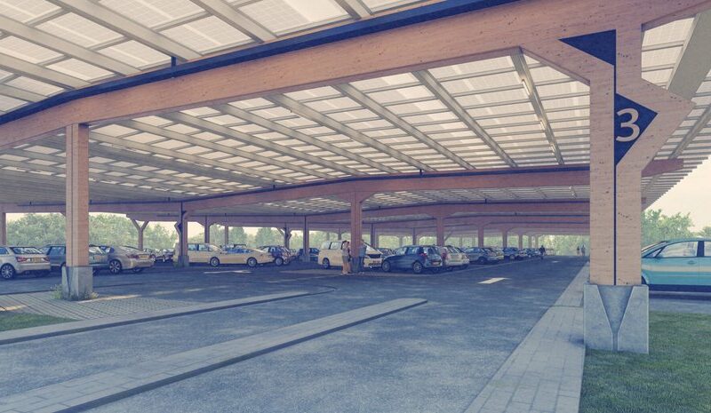 Навіс для 925 автомобілів з сонячними панелями в Нідерландах