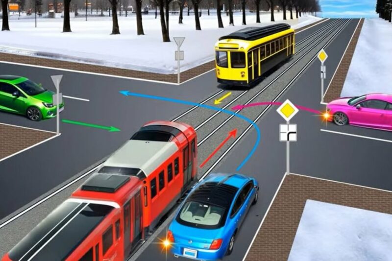 Який транспорт проїде першим на перехресті?