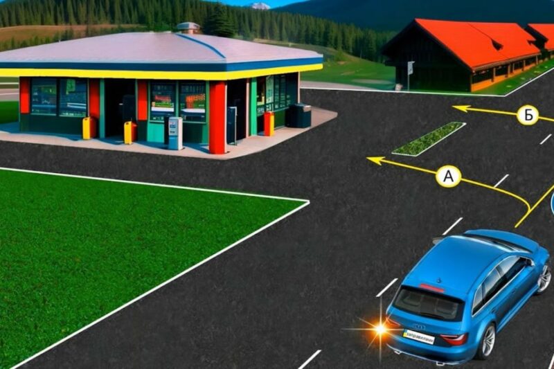 Задача на знання дорожніх знаків: як заїхати на АЗС?