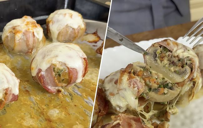 Запечені печериці з беконом: швидкий рецепт